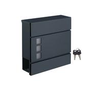 SONGMICS Modern Mailbox, Lockable Wall-Mounted Post Letter Box with Newspaper Holder, Easy to Install, Anthracite Grey GMB052G01