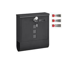 Wall-Mounted Mailbox, Black / 10D x 30.8W x 33.8H cm