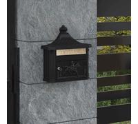 Wall Mounted Mailbox Black Cast Aluminum 40.5x16x45cm Vintage Lockable with Keys