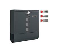 SONGMICS GMB120G01 Wall-Mounted Post Box with Lock with Rotating Lid, Viewing Window, Name Holder, Newspaper Compartment, Easy Assembly, 11 x 37 x 37 cm, Charcoal Grey