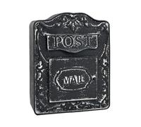 Wall-Mounted Mailbox Iron European Vintage Garden Exterior Wall Hanging Decorations Post Box, Rainproof&Waterproof Rural Home Suggestion Letterbox (Black)
