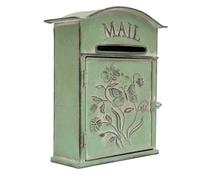 Wall Mounted Mailbox Vintage Letter Box Waterproof Postbox Metal Retro Postbox for Hanging on Most Walls Shed Gate or Garage for Receiving Mail, Newspapers, 27 * 10.5 * 31cm, Green
