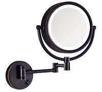 Wall Mounted Makeup Mirror 3x Magnification with LED Lights, Flexible Gooseneck, Locking Suction, Extendable Arm for Bathroom Vanity