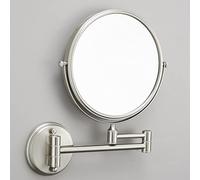Wall Mounted Makeup Mirror, 3X Wall Mounted Magnifying Mirror Adjustable Height Double-Sided Mirrors For Bathroom Vanity,8 Inch Extendable Bathroom Mirror For Shaving Brushed round base