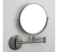 Wall Mounted Makeup Mirror, 3X Wall Mounted Magnifying Mirror Adjustable Height Double-Sided Mirrors For Bathroom Vanity,8 Inch Extendable Bathroom Mirror For Shaving Gun Grey Round Base