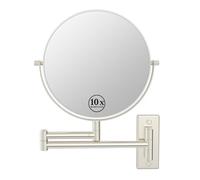 Wall Mounted Makeup Mirror, Lansi 10x Magnifying Mirror 8'' Makeup Mirror, 360° Swivel Double Sided Extendable Bathroom Vanity Mirror, Magnifying Make up Mirror Nickel