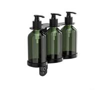 Wall Mounted Manual Soap Dispenser with Stainless Steel Holder and Pump Bottle for Shampoo, Conditioner, Body Wash and Lotion in Bathrooms, Kitchens, Care Homes,(3 Bottles)