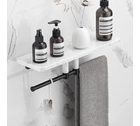Wall Mounted Marble Copper Shower Caddy - 30cm Floating Shelves for Bathroom Kitchen & Toilet Storage - Stylish Space Saving Rack for Cosmetics Towels & Seasoning Bottles
