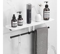 Wall Mounted Marble Copper Shower Caddy - 30cm Floating Shelves for Bathroom Kitchen & Toilet Storage - Stylish Space Saving Rack for Cosmetics Towels & Seasoning Bottles