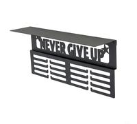 Wall Mounted Medal Display Rack with Shelf for Trophies for Plus Awards 4 Rows Holding 64 Medals Lasting 1.5mm Metal Construction with Anti-Fade Coating Simple (Black)