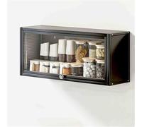Wall-Mounted Medicine Cabinet & Kitchen Spice Rack - Metal Storage with Flip-Up Door for Over-Toilet & Pantry (Black 60cm) - Space-Saving Solution