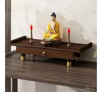 Wall-Mounted Meditation Altar Table with Drawer, Wood Buddha Statue Display Stand, Small Portable Shrine for Home