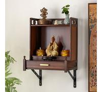 Wall-mounted Meditation Altar Table with Storage Drawers, Buddha Shelf Statue Stand for Small Spaces