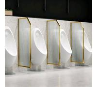 Wall-Mounted Men's Urinal - 2 Pack Urinal Partition Divider with Translucent Tempered Glass Panels for Bathroom, Hotel, Public Restroom - Gold (120x40cm)