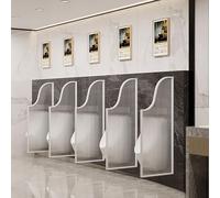 Wall-Mounted Men's Urinal Screen - Translucent Tempered Glass & Stainless Steel Frame, Privacy Divider for Public Restrooms, 1pc (White) - & Stylish Partition Solution