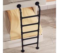 Wall Mounted Metal Attic Loft Ladder for Bunk Beds4ft to 8ft Adjustable Steps Black Egress Ladder for Basement Window Well & Fire Escape (240cm/94in)