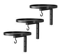 Wall-Mounted Metal Bird Bath Basin Feeder Tray, Rust-Resistant Coating Plant Holder with Hook, Bracket Water Tray for Saving Space Fence Balcony Porch Yard Outdoor Hummingbird Squirrel (B3pcs)