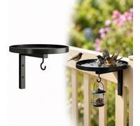 Wall-mounted metal bird bath, black balcony railing bird bath with feeder and hanging hook, Right Depth & Anti-Rust Coated Metal Tray Birdbath, Easy to Clean - Garden, Balcony & Terrace(1pcs)