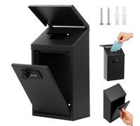 Wall Mounted Metal Donation Box with Combination Lock 14.7×8×25.5CM Safe 3 Digit Outside Cash Drop Box CounterTop Charity Donation Collection Boxes Easy Install for Wall Door Outdoor