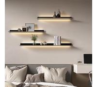 Wall Mounted Metal Floating Shelves with LED Lights - Set of 2, Stylish Hanging Display Rack for Living Room, Bathroom, Bedroom - Illuminated Shelf for Home Decor
