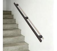 Wall-Mounted Metal Handrail with Brackets and Screws Kit | 1 2 3 4 5 6 Metres Black Wrought Iron Stair Railing Loft Non-Slip Square Tube Support Bar(18ft/540cm)