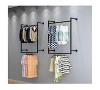 Wall-Mounted Metal Hanger, Industrial Detachable Double Rod Rack for Space-Saving Wardrobe Organization