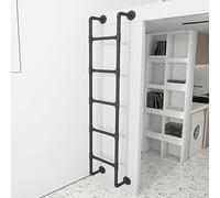 Wall Mounted Metal Loft Bed Ladder Emergency Egress Ladder for Window Well, Industrial Iron Pipe Bunk Bed Ladder Indoor Outdoor Climladders, Customizable Size, Loads 330Lbs/Black/100Cm/39In