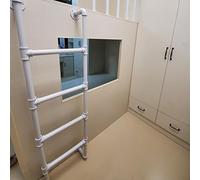 Wall Mounted Metal Loft Bed Ladder Emergency Egress Ladder for Window Well, Industrial Iron Pipe Bunk Bed Ladder Indoor Outdoor Climladders, Customizable Size, Loads 330Lbs/White/195Cm/75In
