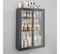 Wall-Mounted Metal Medicine Cabinet with Glass Doors - Over-The-Toilet Storage Solution for Bathroom, Kitchen, Laundry Room & Dorms