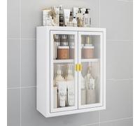 Wall-Mounted Metal Medicine Cabinet with Glass Doors - Over-The-Toilet Storage Solution for Bathroom, Kitchen, Laundry Room & Dorms