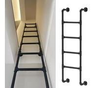 Wall Mounted Metal Step Ladder for Bunk Bed, Loft, Attic, Library, Warehouse, and Dorm, 65-Inch Height, Heavy Duty Steel Climbing Ladder for Fire Escape and Emergency Egress