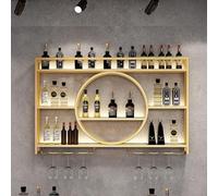 Wall-Mounted Metal Wine Rack with LED Light, 3-Tier Hanging Bar Shelf for Bottles, Glasses & Mugs, Ideal for Home Bar & Kitchen Decor, Stylish Wine Storage Solution