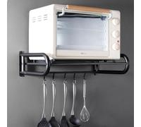 Wall-Mounted Microwave Shelf with Removable Hooks - Space-Saving Kitchen for Oven Compact Storage Solution for Small Spaces