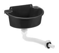 Wall-Mounted Mini Plastic Wash Basin, No-Drill Corner Sink for Small Spaces | Black Half-round Design, Flexible 75cm Anti-odour Drain Hose with Steel Head, Suitable for Renters and Rv Owners