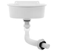 Wall Mounted Mini Washbasin Plastic Sink with Anti-Odor Drain Pipe | Compact Half-round Form, Floating Corner Design, Easy Repositioning, for Balcony Washing Areas, Boats, Rvs and Flexible Hoses