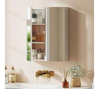 Wall Mounted Mirror Cabinet Vanity Storage Cupboard Shelf Bathroom Double Door