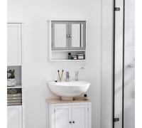 kleankin Wall Mounted Mirror Cabinet W/ Double Mirror Doors & Adjustable Shelf - Grey