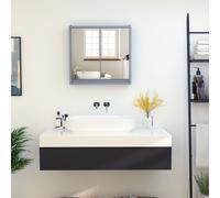 Wall Mounted Mirror Cabinet w/ Storage Shelf Bathroom Cupboard Double Door HOMCOM Grey One Size