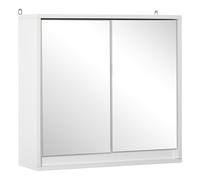 Wall Mounted Mirror Cabinet White 48x14.5x45cm MDF Particleboard Adjustable Slim