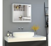 Wall Mounted Mirror Cabinet with Storage Shelf Bathroom Cupboard Double Door White