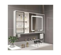 Wall Mounted Mirrored Bathroom Cabinets with Anti Fog Touch Sensor Glass Door Storage Easy Installation Modern White Design (100x75x12CM)