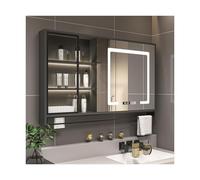 Wall Mounted Mirrored Bathroom Cabinets with Anti Fog Touch Sensor Glass Door Storage Side Cabinet Easy Installation Modern Gray Design (80x75x12CM)