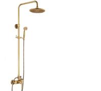 Wall Mounted Mixer Valve Rainfall Antique Brass Shower Faucet Complete Sets + 8" Head + Hand + Hose Pipe(A)