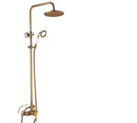Wall Mounted Mixer Valve Rainfall Antique Brass Shower Faucet Complete Sets + 8" Head + Hand + Hose Pipe(B)