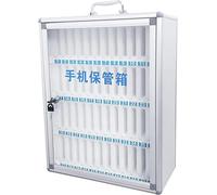 Wall Mounted Mobile Phone Storage Cabinet Secure Aluminum Alloy Locker with Handle 48 Compartments for Phones Sleek Silver Finish Perfect for Offices and Homes