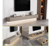 Wall-Mounted Modern TV Stand, Multi-Storage Media Shelf for TVs up to 65 inches, Space-Saving Design, Elegant White Finish, 160 x 20 x 24 cm