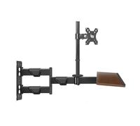 Wall-Mounted Monitor Stand with Adjustable Keyboard Tray, Dual-Screen Desk Solution for Enhanced Workspace Organization