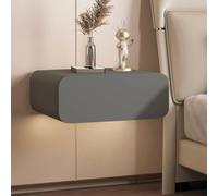 Wall-Mounted Nightstand with Drawers & Metal Rail, Space-Saving Shelf with Cabinet for Bedroom & Veranda, Dark Gray, 40cm/16in - Modern Home Storage Solution