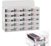 Wall-Mounted nizer for Cell Phones, Business Card Holder & Independent Key Slots, Exclusive Locking System, Acrylic Material, 30 Storage Slots for Home/Office
