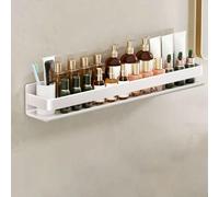 Wall-Mounted No-Drill Shelf for Bathroom Accessories Adhesive Hooks for Sponges & Razors 60cm White Shower for Shampoo & Toiletries